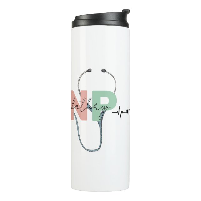 Personalised Nurse Practitioner Retro NP Name Gift Thermal Tumbler (Rotated Left)