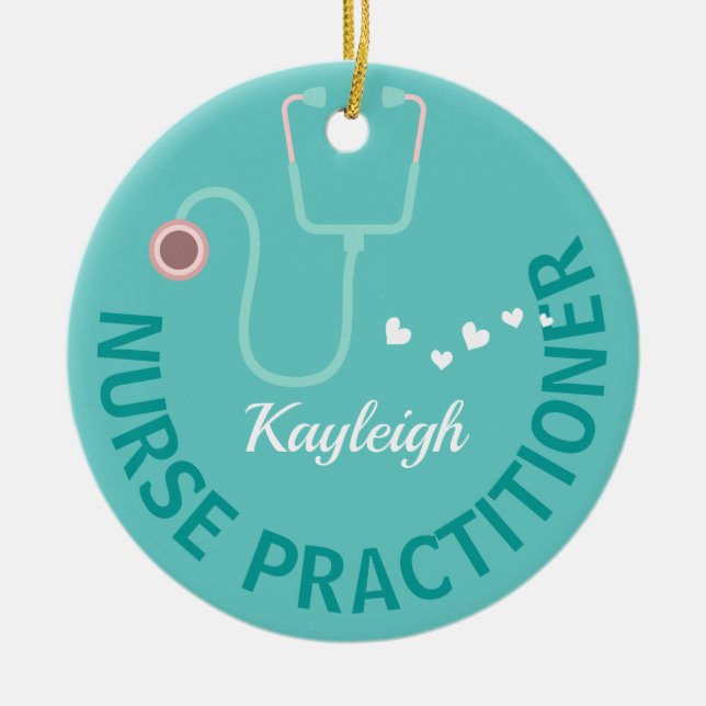 Personalised  Nurse Practitioner- stethoscope   Ceramic Tree Decoration (Front)