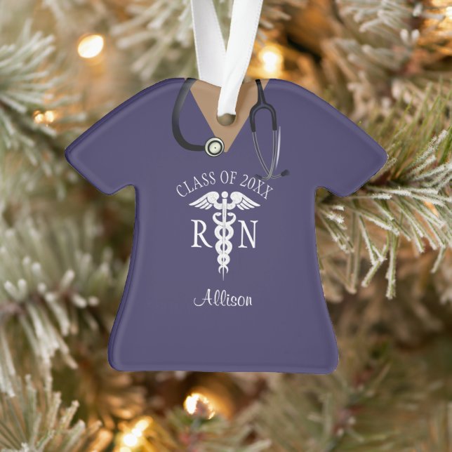 Personalised Nurse Purple Scrub Top Custom Ornament (Tree)