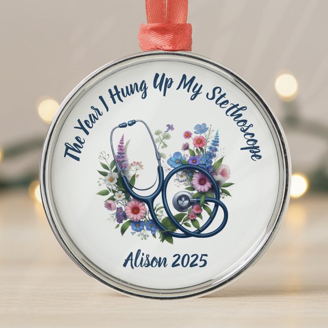 Personalised Nurse Retirement Metal Tree Decoration (Creator Uploaded)