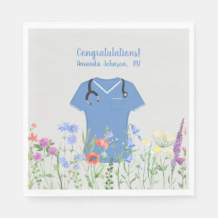 Personalised Nurse RN LPN NP Blue Scrubs Napkin
