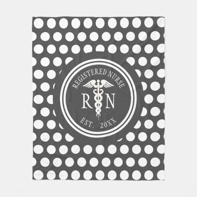 Personalised Nurse RN Medical Caduceus Fleece Blanket (Front)