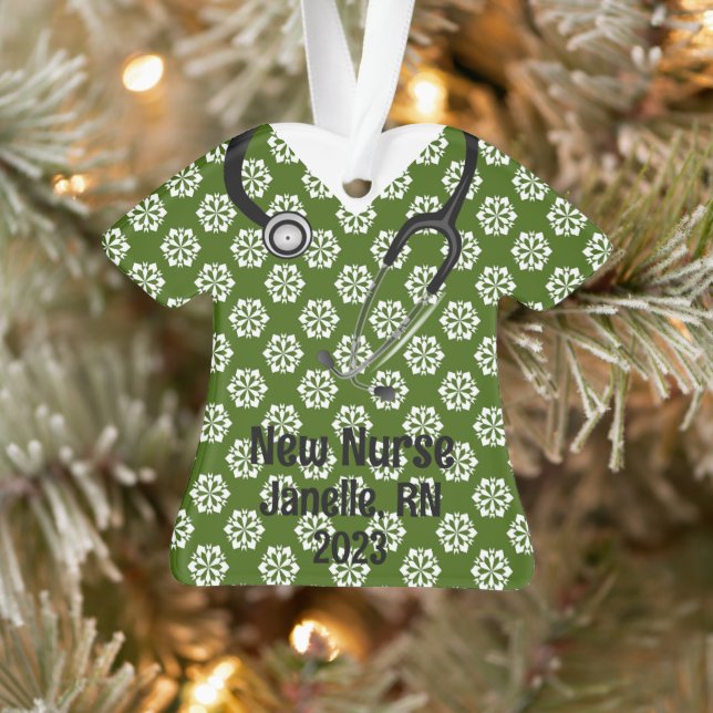 Personalised Nurse Scrub Top Ornament (Tree)