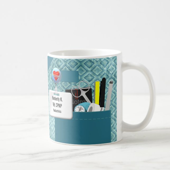 Personalised Nurse Scrubs in Teal Coffee Mug (Right)