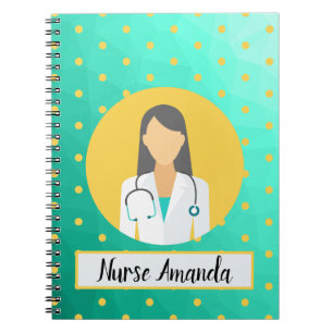 Personalised Nurse Turquoise Yellow Notebook