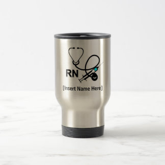 Personalised Nurse with Stethoscope and Heart Trav Travel Mug