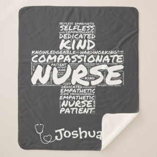Personalised Nurse Word Art Gift for Nurses Week  Sherpa Blanket