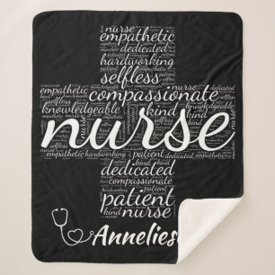 Personalised Nurse Word Art Gift for Nurses Week Sherpa Blanket