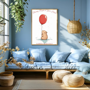 Personalised Nursery Art – Capybara & Red Balloon Poster