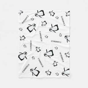 Personalised Nursery Black and white Penguin Fleece Blanket