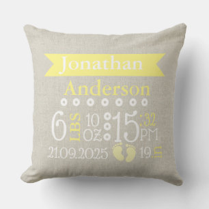 Personalised Nursery Cushion Grey & Yellow
