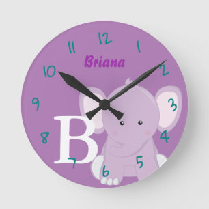 Personalised Nursery Lilac Round Clock