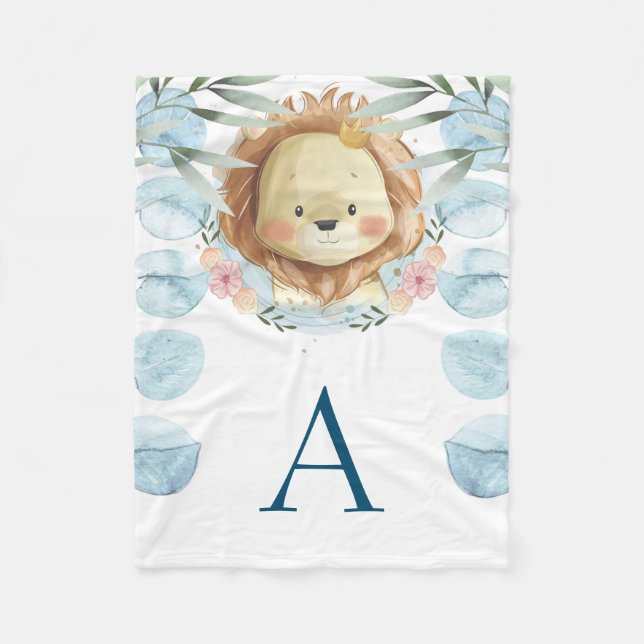 Personalised Nursery Lion Fleece Blanket (Front)