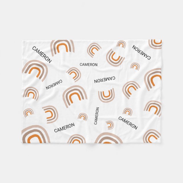 Personalised Nursery Modern Rainbow baby Fleece Blanket (Front (Horizontal))