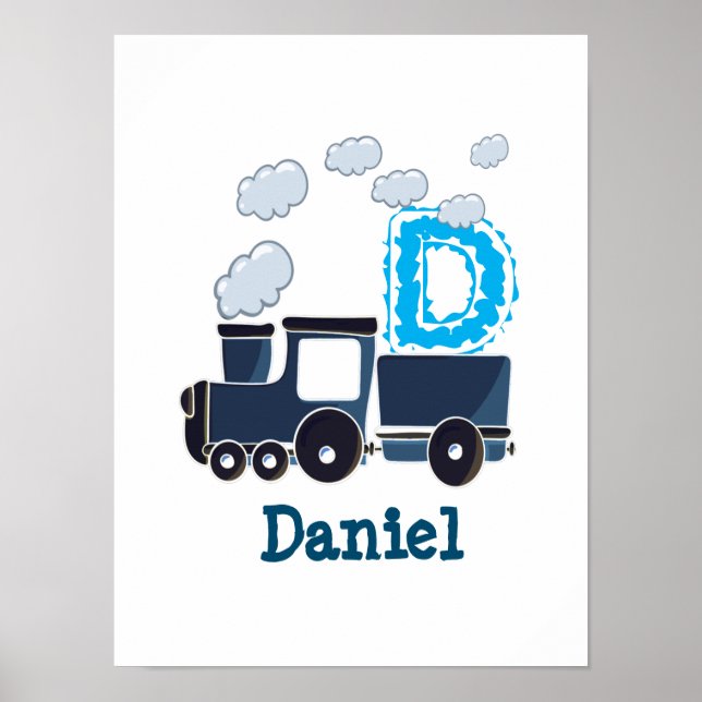 Personalised Nursery Name Art For Boy Poster (Front)