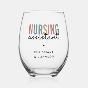 Personalised Nursing Assistant Stemless Wine Glass