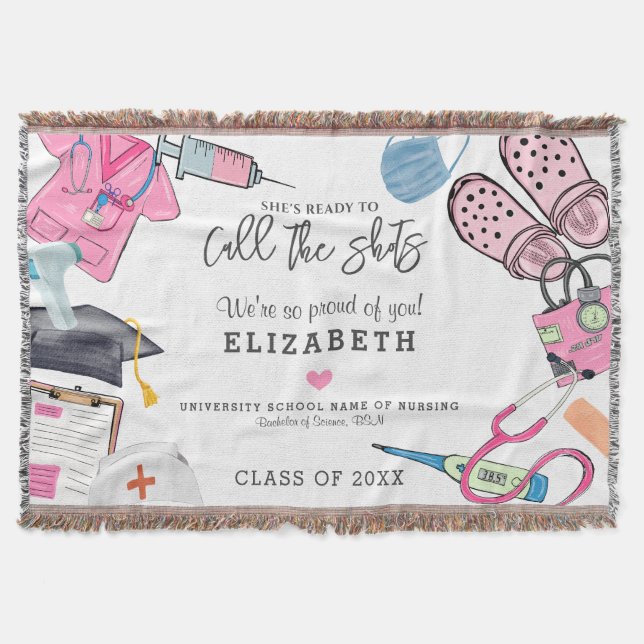 Personalised Nursing School Graduation Throw Blanket (Front)