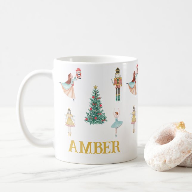 Personalised Nutcracker & Ballerina Cute Christmas Coffee Mug (With Donut)