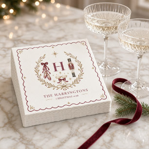 Personalised Nutcracker Ballet Monogram Christmas Napkin