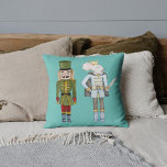 Personalised Nutcracker Christmas Blue Cushion<br><div class="desc">Adorable watercolor Nutcracker on lovely blue background with tex for personalise.</div>