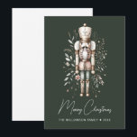 Personalised Nutcracker Christmas Card Green<br><div class="desc">Celebrate the holiday season with this charming, personalised Nutcracker Christmas card. Featuring a classic nutcracker illustration set against an elegant botanical background, this card is perfect for sending festive greetings to family and friends. Add your family name and year to create a unique, custom keepsake that embodies the spirit of...</div>