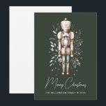 Personalised Nutcracker Christmas Card Green<br><div class="desc">Celebrate the holiday season with this charming, personalised Nutcracker Christmas card. Featuring a classic nutcracker illustration set against an elegant botanical background, this card is perfect for sending festive greetings to family and friends. Add your family name and year to create a unique, custom keepsake that embodies the spirit of...</div>