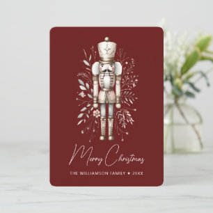 Personalised Nutcracker Christmas Card Red