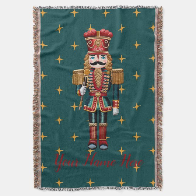 Personalised Nutcracker Christmas Holiday Throw Blanket (Front Vertical)