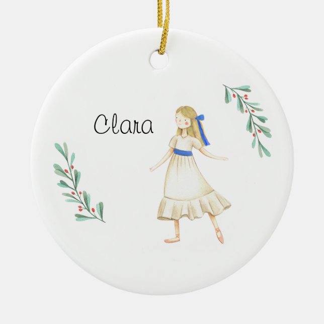 Personalised Nutcracker Clara Keepsake Ceramic Tree Decoration (Front)