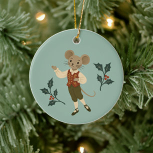 Personalised Nutcracker Mouse Ballet Christmas Ceramic Tree Decoration