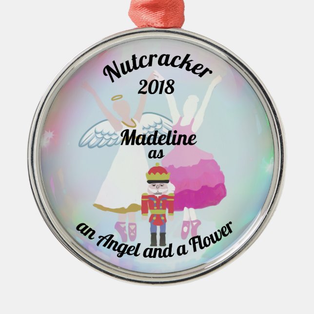 Personalised Nutcracker Ornament - flower and ange (Front)