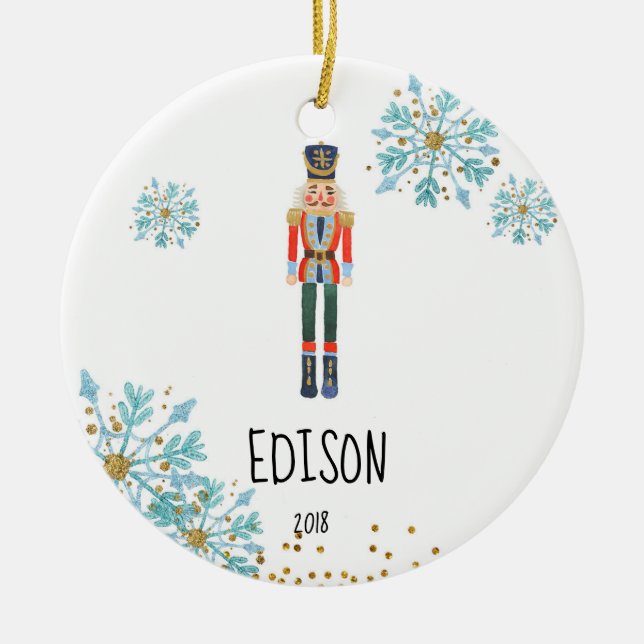 Personalised Nutcracker Ornament for Baby Boy (Front)