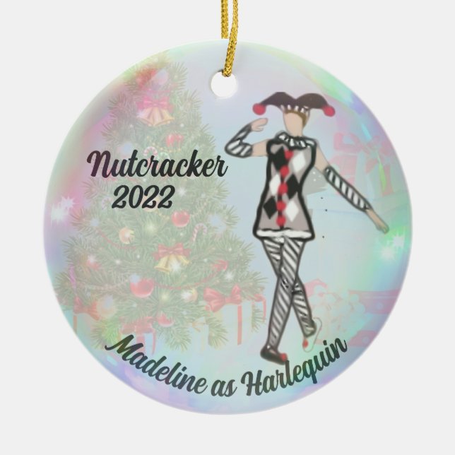 Personalised Nutcracker Ornament - Harlequin (Front)