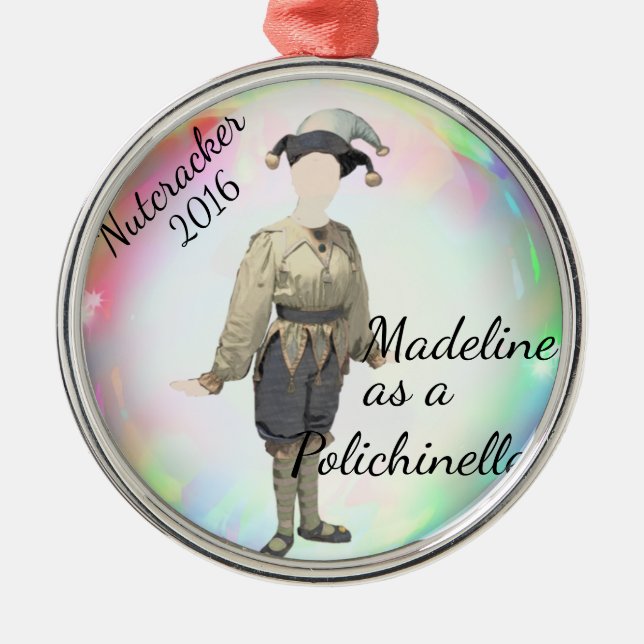 Personalised Nutcracker Ornament- Polichinelle Metal Tree Decoration (Front)