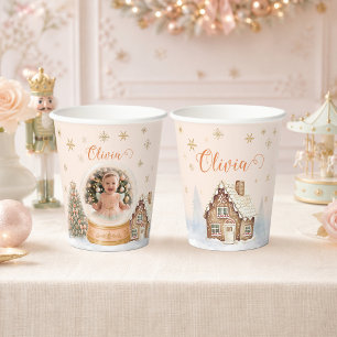 Personalised Nutcracker Photo Snow Globe Birthday Paper Cups