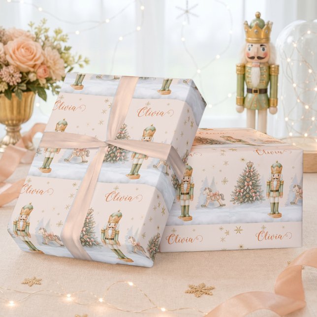 Personalised Nutcracker Prince and Christmas Tree  Wrapping Paper (Personalized Nutcracker Prince and Christmas Tree Wrapping Paper)