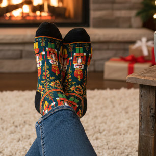 Personalised Nutcracker Toy Soldier Holiday Socks