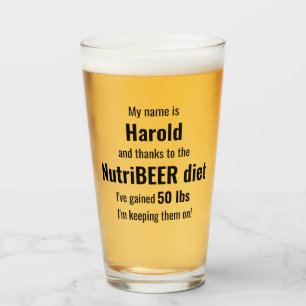 Personalised NutriBEER Diet Humourous Glass