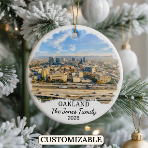 Personalised Oakland Ornament, Custom California Ceramic Tree Decoration