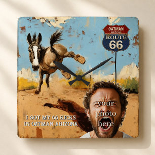 Personalised Oatman Route 66 Photo Square Wall Clock
