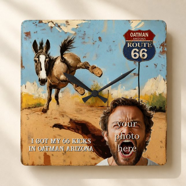 Personalised Oatman Route 66 Photo Square Wall Clock (Creator Uploaded)