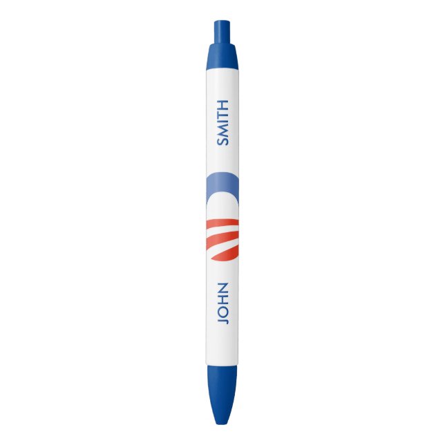 Personalised Obama-Biden Logo Black Ink Pen (Front Vertical)