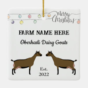 Personalised Oberhasli Dairy Goat White Christmas Ceramic Ornament
