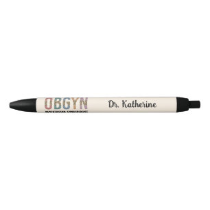 Personalised OBGYN Obstetrician Gynaecologist Black Ink Pen