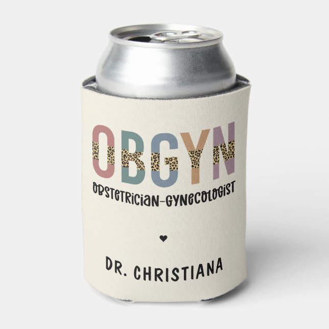 Personalised OBGYN Obstetrician Gynaecologist Can Cooler (Can Front)