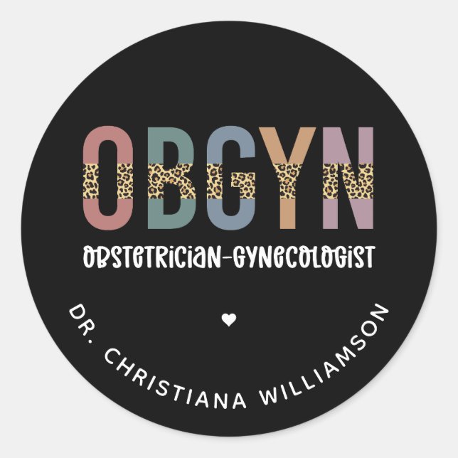 Personalised OBGYN Obstetrician Gynaecologist Classic Round Sticker (Front)