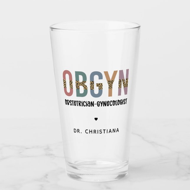 Personalised OBGYN Obstetrician Gynaecologist Glass (Front)