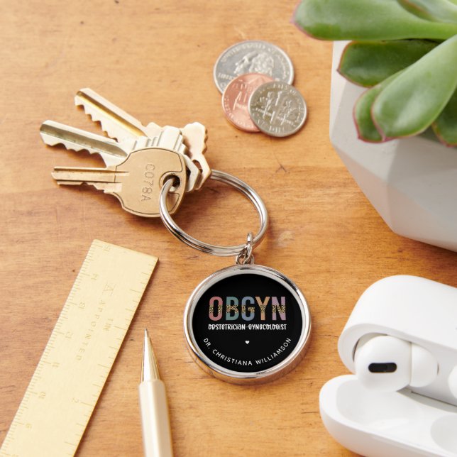 Personalised OBGYN Obstetrician Gynaecologist Key Ring (Desk)