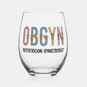 Personalised OBGYN Obstetrician Gynaecologist Stemless Wine Glass