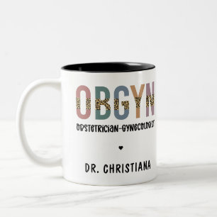 Personalised OBGYN Obstetrician Gynaecologist Two-Tone Coffee Mug